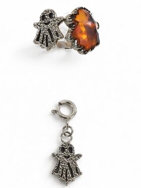 Krush Kandy Sterling Silver 925 Opal Halloween Ring and Pendant charm ghost